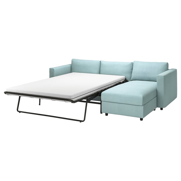 VIMLE Sofá cama 3+chaiselongue, Saxemara azul costeño