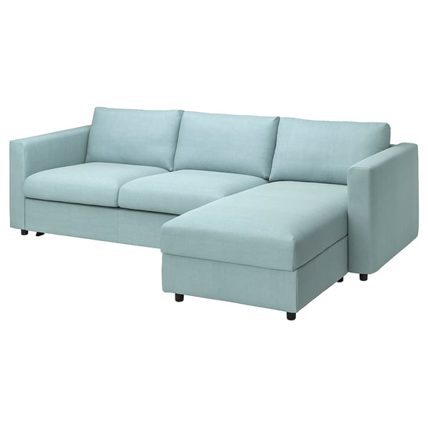 VIMLE Sofá cama 3+chaiselongue, Saxemara azul costeño