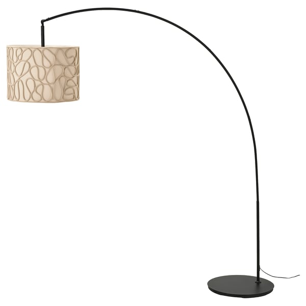 VINGMAST / SKAFTET Lámpara de arco con pantalla, beige/negro