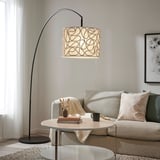 VINGMAST / SKAFTET Lámpara de arco con pantalla, beige/negro