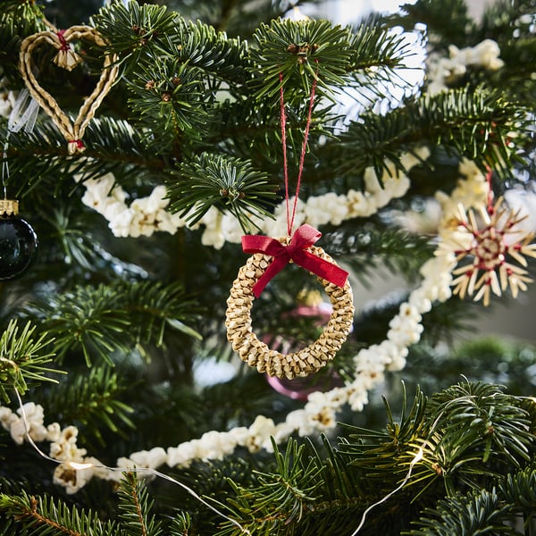VINTERFINT Adorno árbol de navidad, set de 9, paja