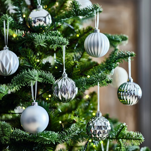 VINTERFINT Adorno de árbol de Navidad, bola plateado, 7 cm