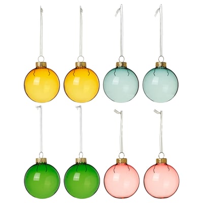 VINTERFINT Adorno de árbol de navidad, bola vidrio/colores variados, 6 cm