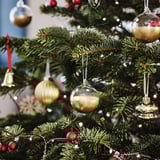 VINTERFINT Adorno de árbol de navidad, bola vidrio incoloro/dorado, 6 cm
