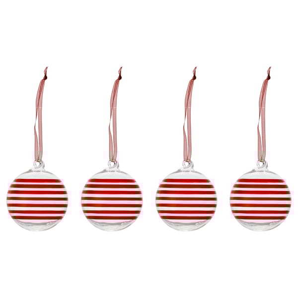 VINTERFINT Adorno de árbol de navidad, bola vidrio incoloro/rojo, 6 cm
