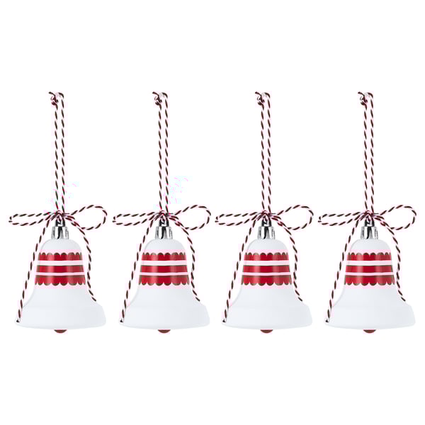 VINTERFINT Adorno de árbol de Navidad, Forma de campana blanco/rojo