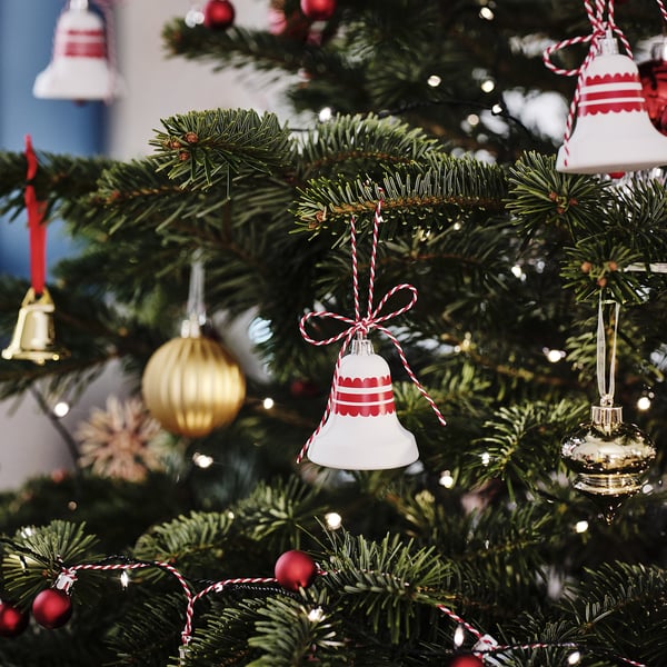VINTERFINT Adorno de árbol de Navidad, Forma de campana blanco/rojo