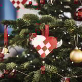 VINTERFINT Adorno de árbol de Navidad, forma de corazón rojo/blanco
