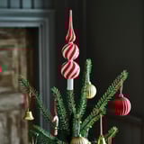 VINTERFINT Adorno navideño forma aguja, vidrio rojo/blanco, 28 cm