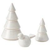 VINTERFINT Adornos, set de 3, árbol de navidad/pájaro blanco