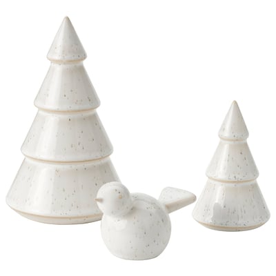 VINTERFINT Adornos, set de 3, árbol de navidad/pájaro blanco
