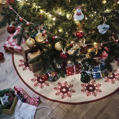 VINTERFINT Alfombra para árbol de Navidad, natural/rojo, 100 cm
