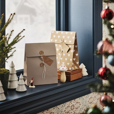 VINTERFINT Bolsa para regalo de Navidad, formas variadas café, 20x26 cm