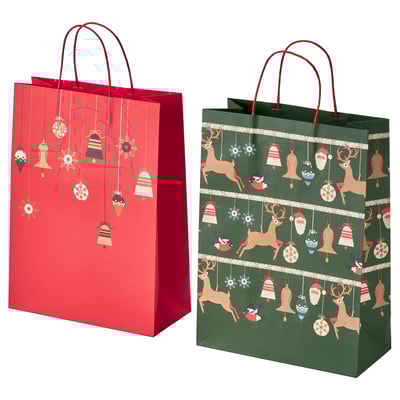VINTERFINT Bolsa para regalo de Navidad, formas variadas rojo/verde, 26x35 cm