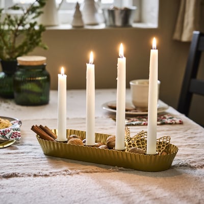 VINTERFINT Candelabro para 4 velas, dorado, 4 cm