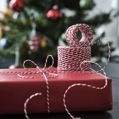 VINTERFINT Cinta de regalo, blanco/rojo, 40 m