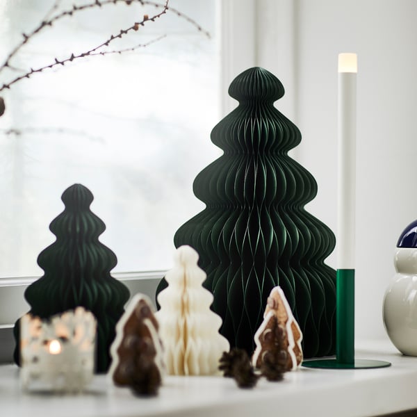 VINTERFINT Decoración, forma de árbol de Navidad verde, 36 cm