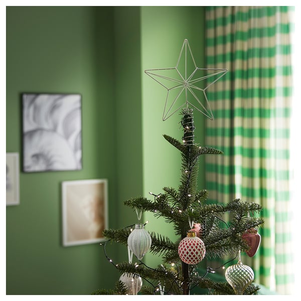VINTERFINT Estrella para árbol de Navidad, plateado, 25 cm