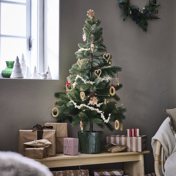 VINTERFINT Planta artificial, interior/exterior/árbol de navidad verde, 17 cm