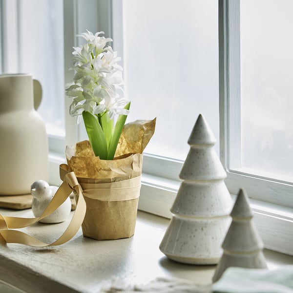 VINTERFINT Planta artificial, interior/exterior jacinto/blanco, 9 cm
