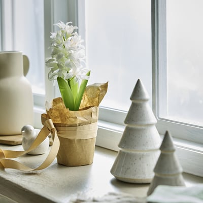 VINTERFINT Planta artificial, interior/exterior jacinto/blanco, 9 cm