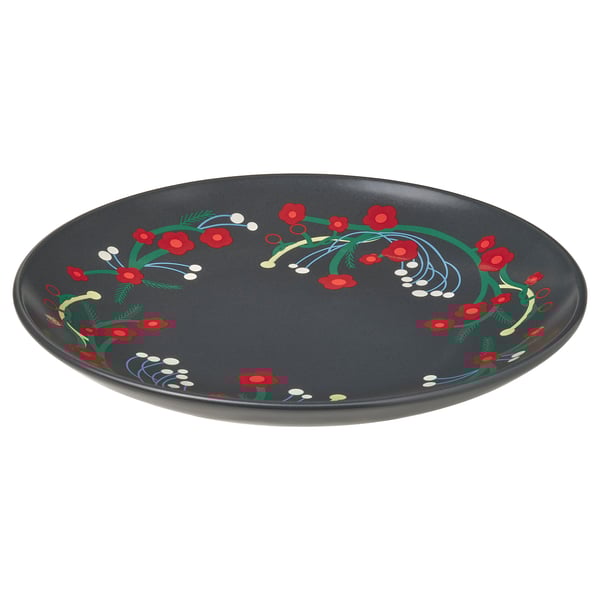 VINTERFINT Plato de pan, estampado floral gris osc, 20 cm