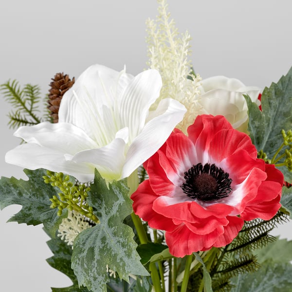 VINTERFINT Ramo artificial, interior/exterior rojo/blanco, 38 cm