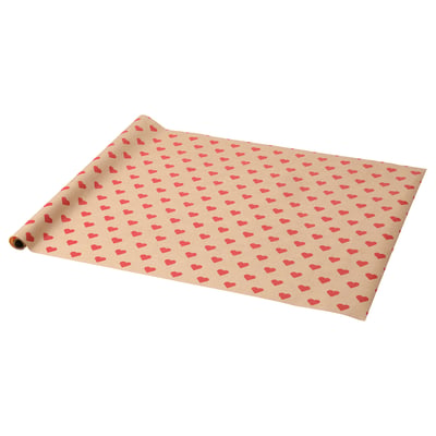 VINTERFINT Rollo papel de regalo, corazón café, 3x0.7 m
