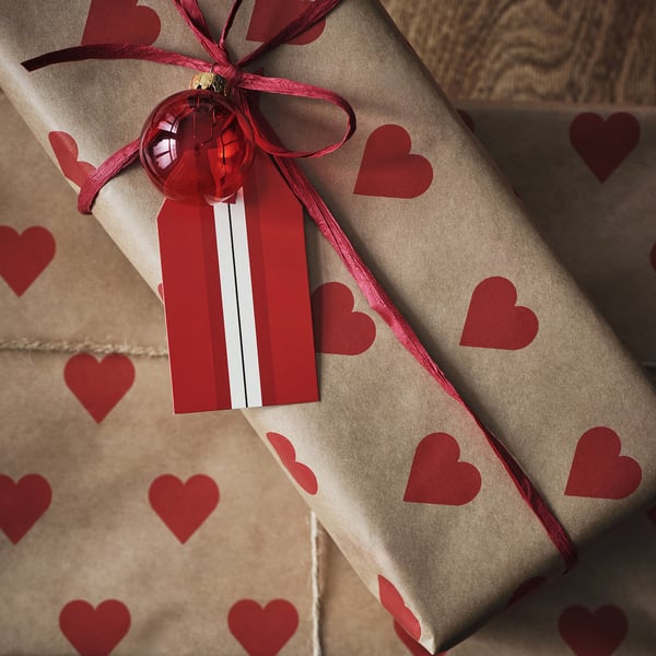 VINTERFINT Rollo papel de regalo, corazón café, 3x0.7 m