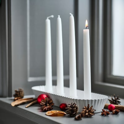 VINTERFINT Vela larga sin perfume, blanco, 25 cm