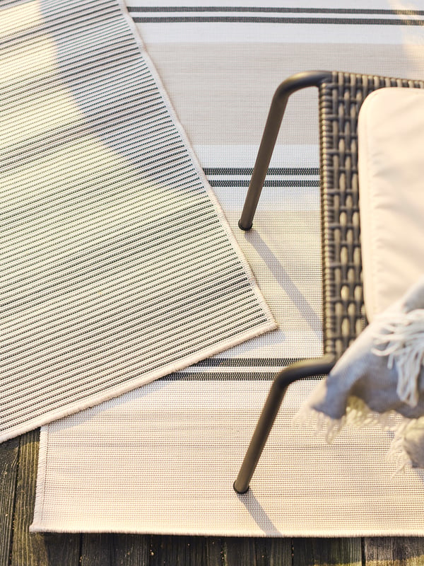 VIRKLUND Alfombra interior/exterior, blanco/beige/Gris oscuro, 80x150 cm