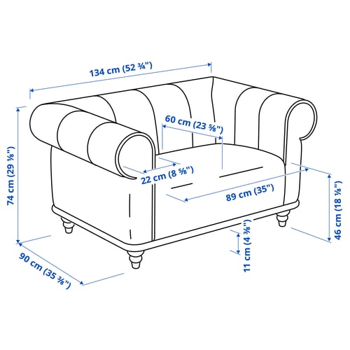 VISKAFORS Sillón 1,5 cuerpos, Högalid café/abedul