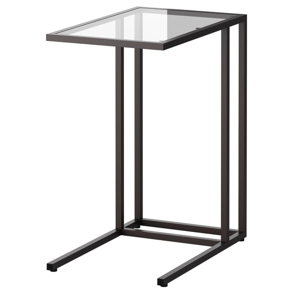 VITTSJÖ Mesa para notebook, negro/vidrio, 35x65 cm