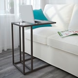 VITTSJÖ Mesa para notebook, negro/vidrio, 35x65 cm