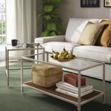 VITTSJÖ Mesas nido, set de 2, beige/vidrio, 90x50 cm