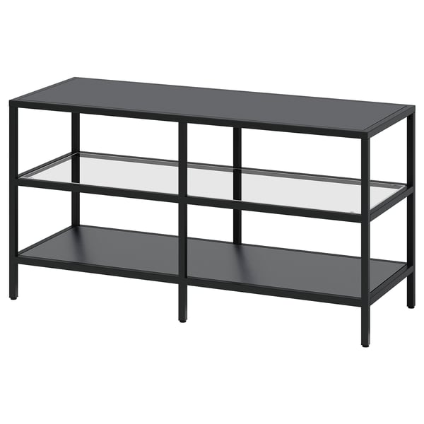 VITTSJÖ Rack de TV, negro/vidrio, 100x36x53 cm