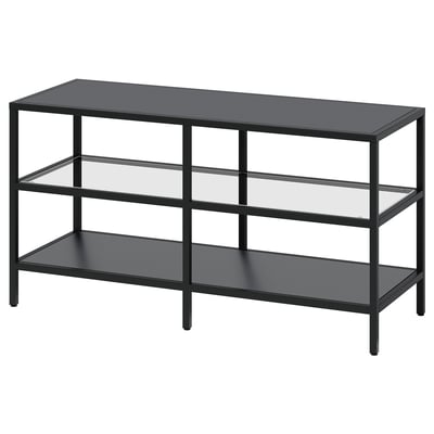 VITTSJÖ Rack de TV, negro/vidrio, 100x36x53 cm