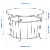 ÄNGESBYN Mesa auxiliar con almacenaje, negro/pino tinturado café claro, 60 cm
