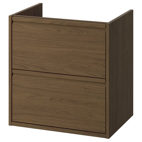 ÄNGSJÖN Mueble para lavamanos con cajones, café Efecto roble, 60x48x63 cm