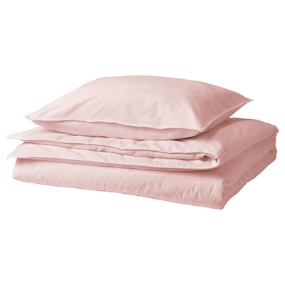 ÄNGSLILJA Funda de plumón y funda almohada, rosado claro, 150x200/50x60 cm
