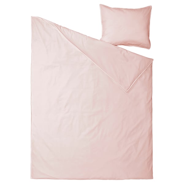 ÄNGSLILJA Funda de plumón y funda almohada, rosado claro, 150x200/50x60 cm