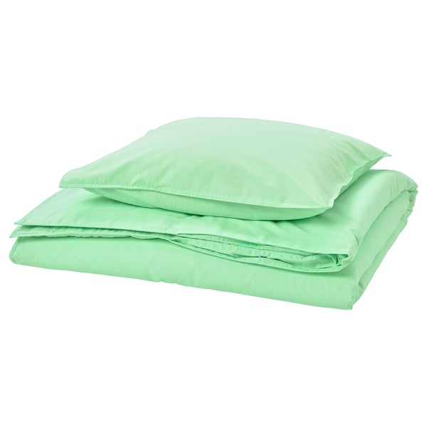 ÄNGSLILJA Funda de plumón y funda almohada, verde claro, 150x200/50x60 cm