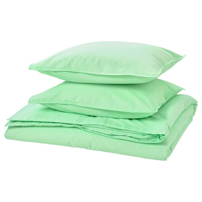 ÄNGSLILJA Funda plumón con 2 fundas almohada, verde claro, 240x220/50x60 cm
