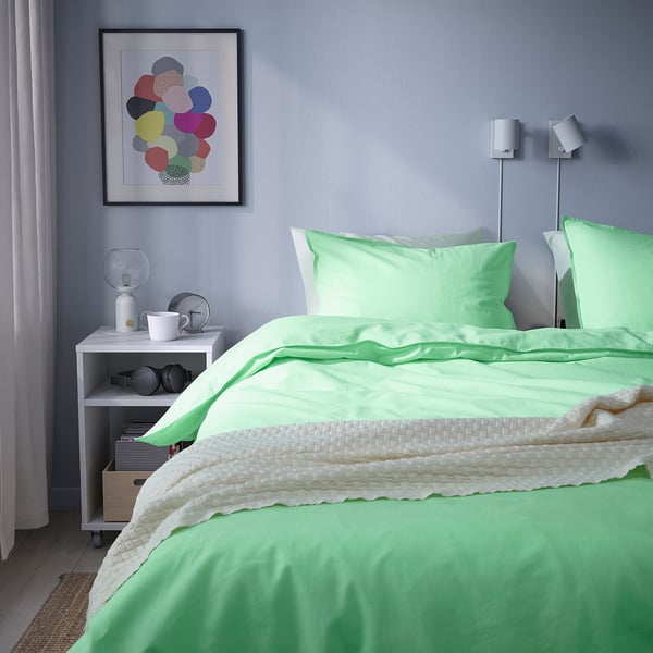 ÄNGSLILJA Funda plumón con 2 fundas almohada, verde claro, 240x220/50x60 cm