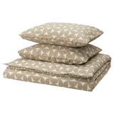 ÄNGSNEJLIKA Funda plumón con 2 fundas almohada, beige grisáceo/blanco hueso, 240x220/50x60 cm