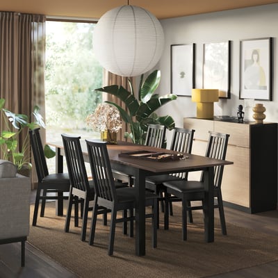 ÅLHULT Mesa extensible, negro/café, 170/220x80 cm