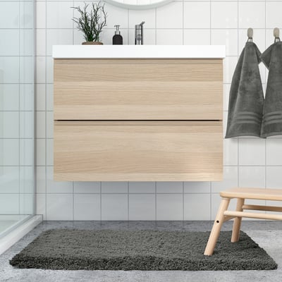 ALMTJÄRN Tapete de baño, gris oscuro, 60x90 cm