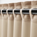 ANNAKAJSA Cortinas oscurecedoras, 1 par, beige/con cinta de fruncir, 145x250 cm