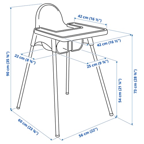 ANTILOP Silla comedor infantil, blanco/blanco