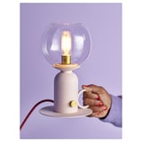 ÅSKMULLER Lámpara de mesa, regulación intensidad luminosa rosado claro/rojo, 24 cm